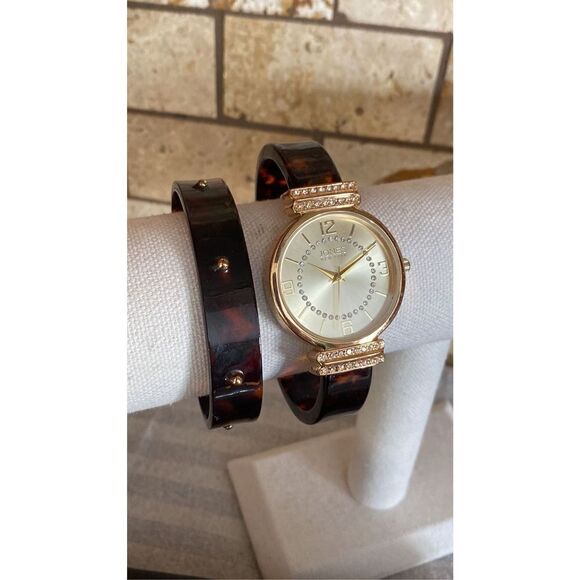Vintage Jones New York Tortoise Shell Cuff Watch Set - Picture 3 of 12